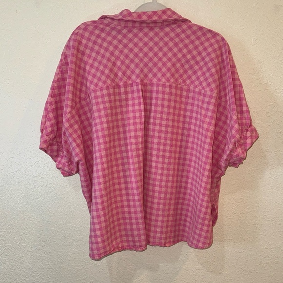 entro Pink oversized Gingham Lightweight Button-Up Shirt - Picture 3 of 5